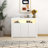 Living Room Sideboard Storage Cabinet Black High Gloss With LED Light, Modern Kitchen Unit Cupboard Buffet Wooden Storage Display Cabinet TV Stand With 3 Doors For Hallway Dining Room