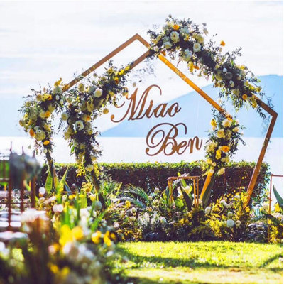 Cadre pliable en forme d'arche de mariage hexagonale - Support de fond portable pour décoration de fête