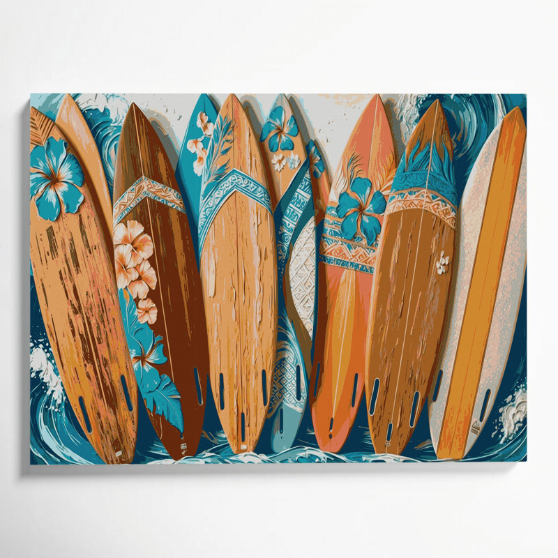 Toile hawaïenne, art mural sur toile brune, H 12 po x l 18 po