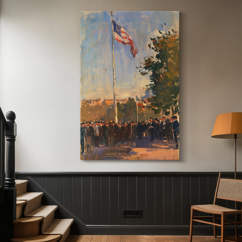 «Old Glory Rises at Dawn», toile tendue avec châssis - prête à être accrochée, 36X48