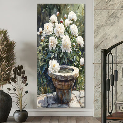 Pivoines par l'abreuvoir V - pivoines, art mural