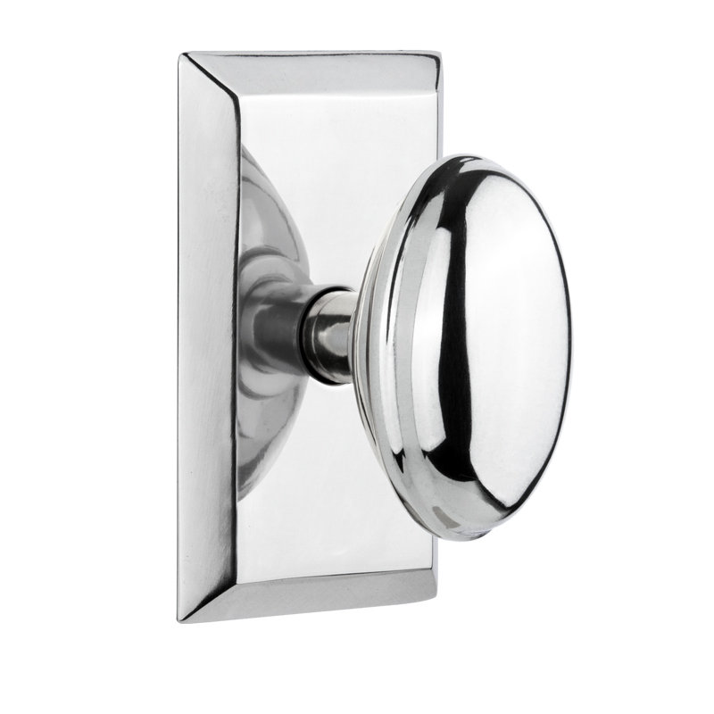 Homestead Single Dummy Door Knob with Studio Plate, Bright Chrome