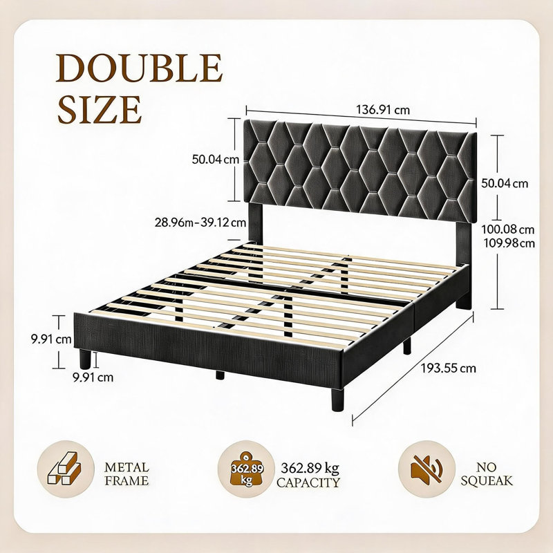 Bed, Double (4'6), Grey