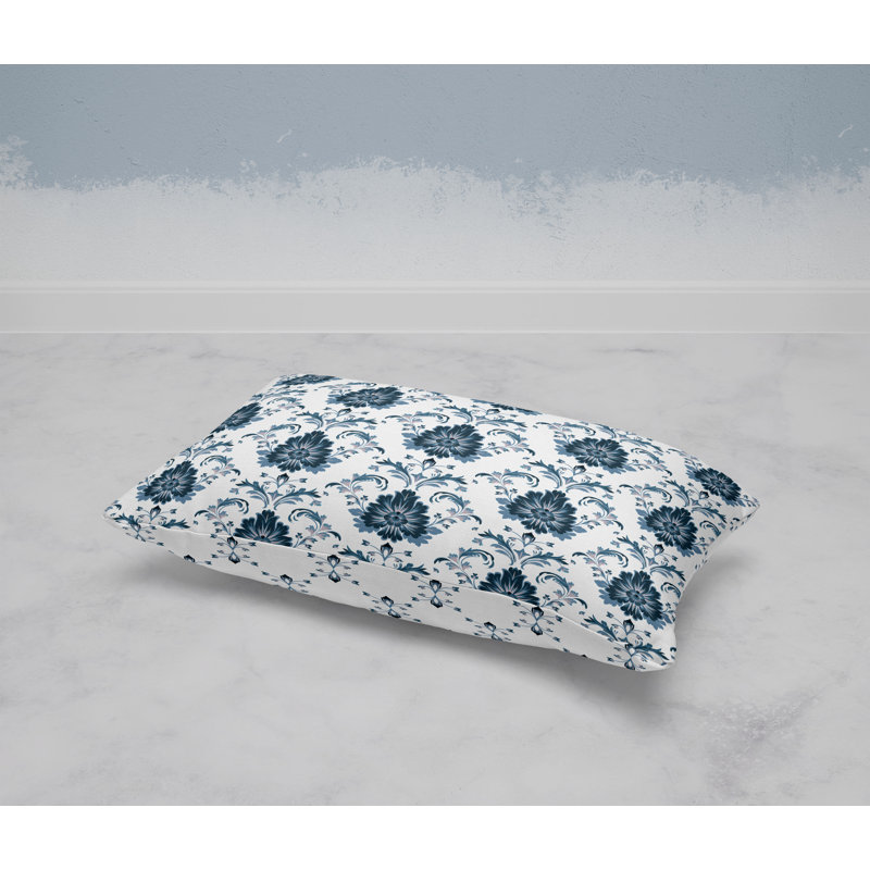 Ornate Opulence  Rectangular Throw Pillow, White/Gray