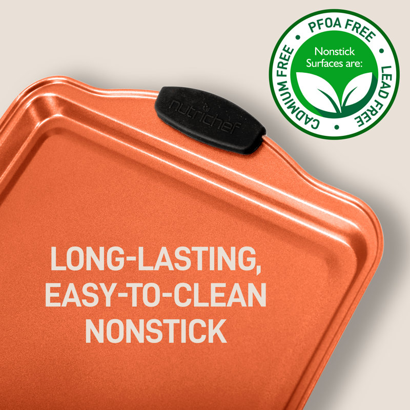 NutriChef Non-Stick Carbon Steel 3 Piece Baking Sheet Set