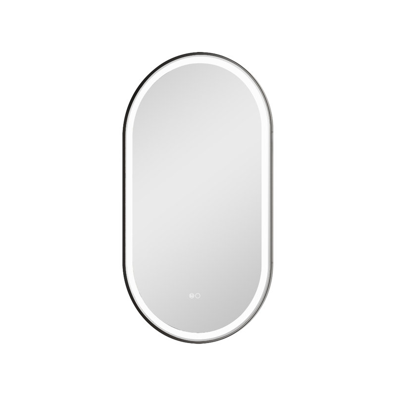 ZC-Mirror  36" H Wall Mounted Bathroom Framed LED Mirror With Memory Function, Matte Black, 36" x 20"