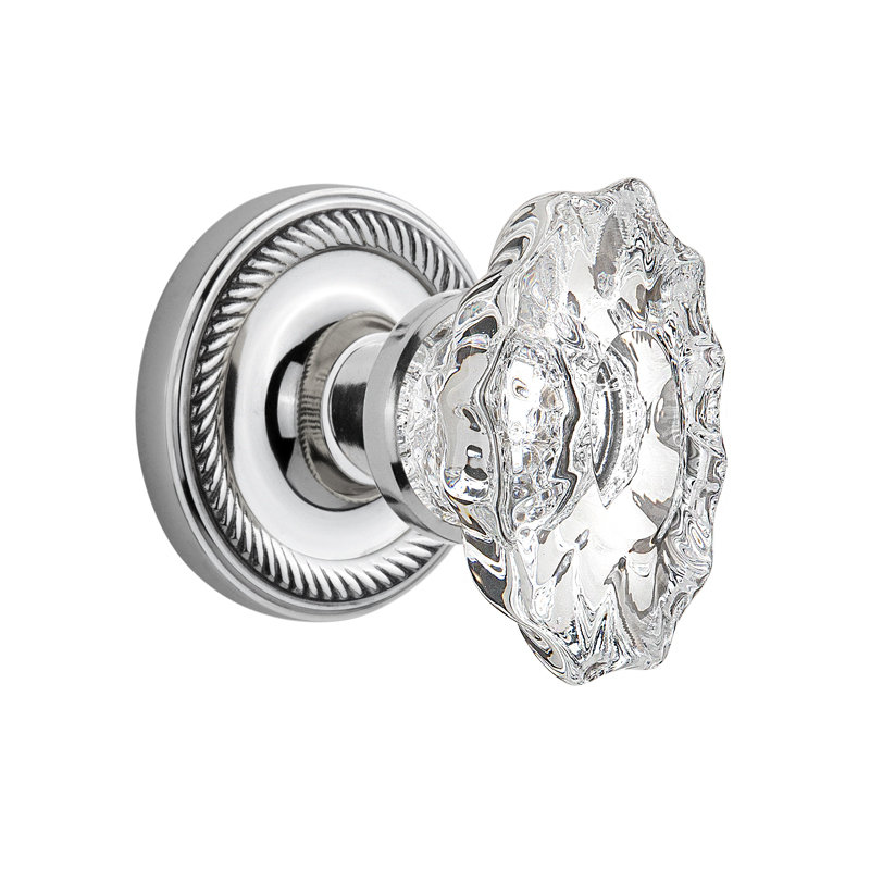 Rope Rosette with Chateau Door Knob, Bright Chrome