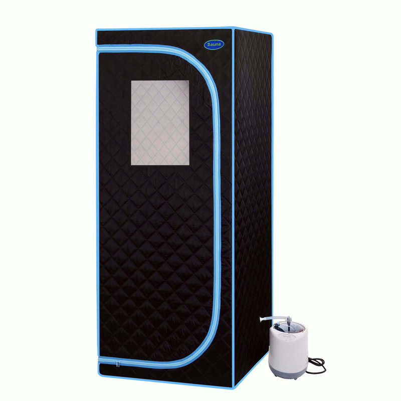 Aches 1 - Person Traditional Steam Sauna with Remote Control, Black/Blue