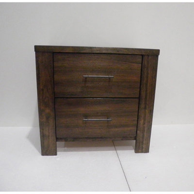 Wooden Nightstand With 2 Drawers In Oak Finish