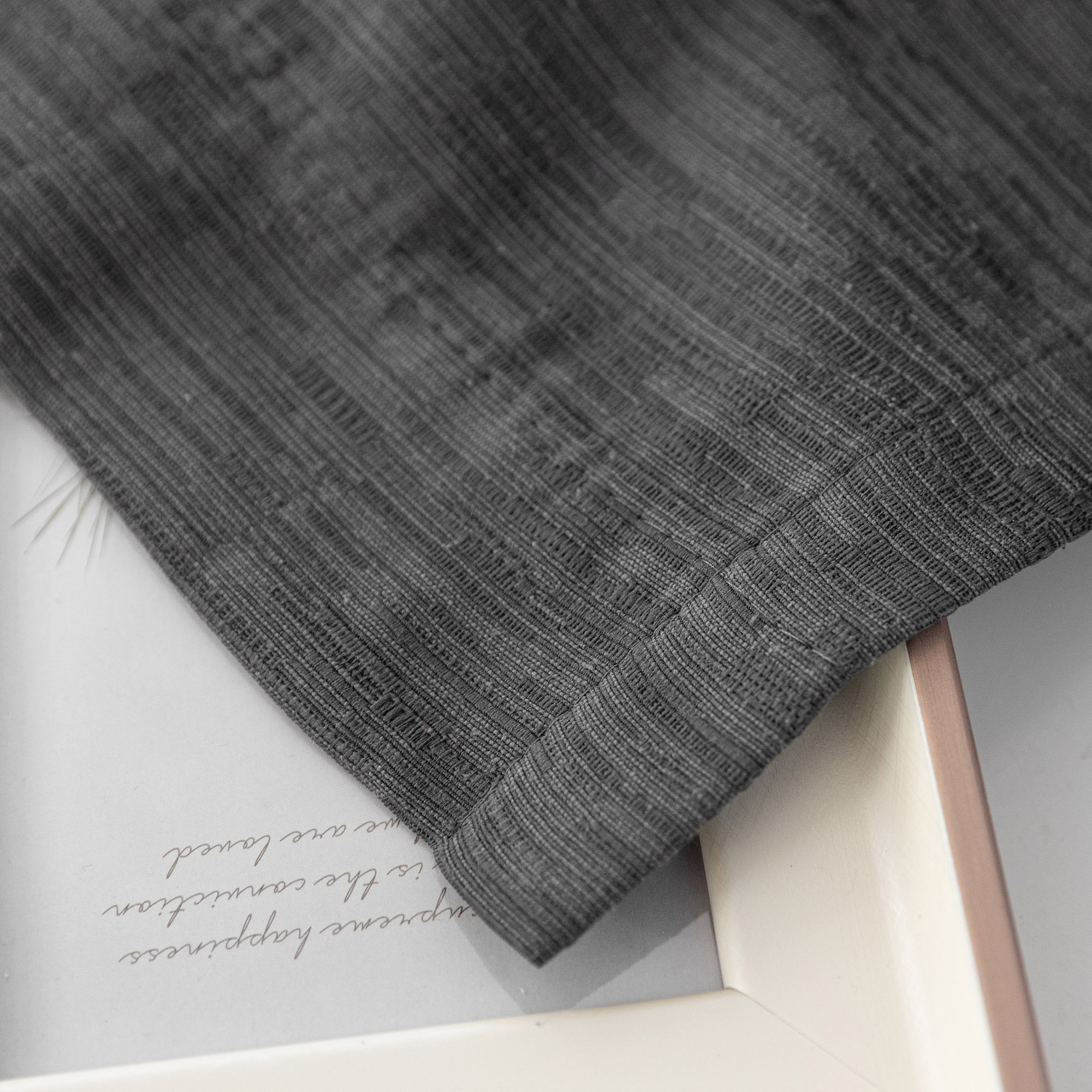 Wulfram Cotton Blend Textured Semi-Sheer Back Tab/Rod Pocket Curtain Pair, Dark Gray, 52" W x 96" L