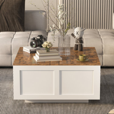 Farmhouse Coffee Table with Lift Top, Square Coffee Table with Storage for Living Room