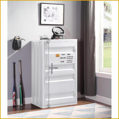 Commodes et amp; Garde-robes | Commode industrielle blanche en métal avec tablettes réglables Verrou de sécurité | Blanc | Métal