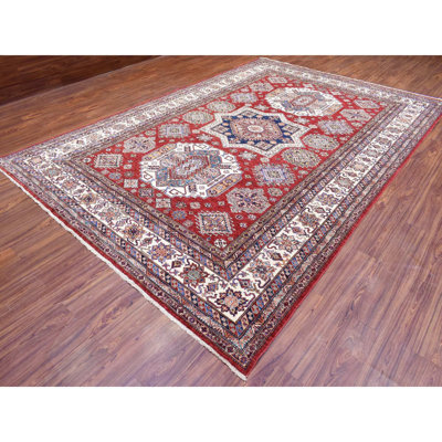 8'10"x13' Tomato Red Afghan Super Kazak Pure Wool Hand Knotted Rug E2E869AA7653483B809DD7E5AB7DEEE8