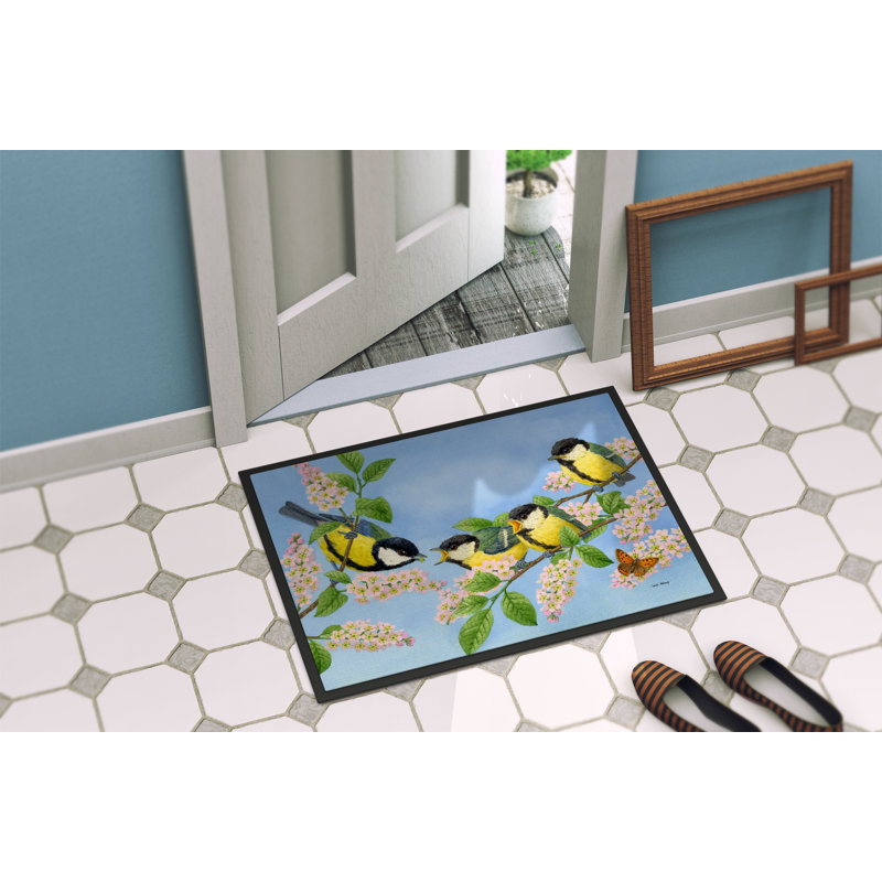Paillasson d’extérieur antidérapant de la famille des oiseaux wallaceton, Rectangle 2 pi x 3 pi