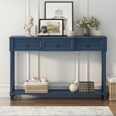 Console console avec tiroirs pour le vestibule, tiroirs saillants et longue tablette, solution de rangement élégante et fonctionnelle