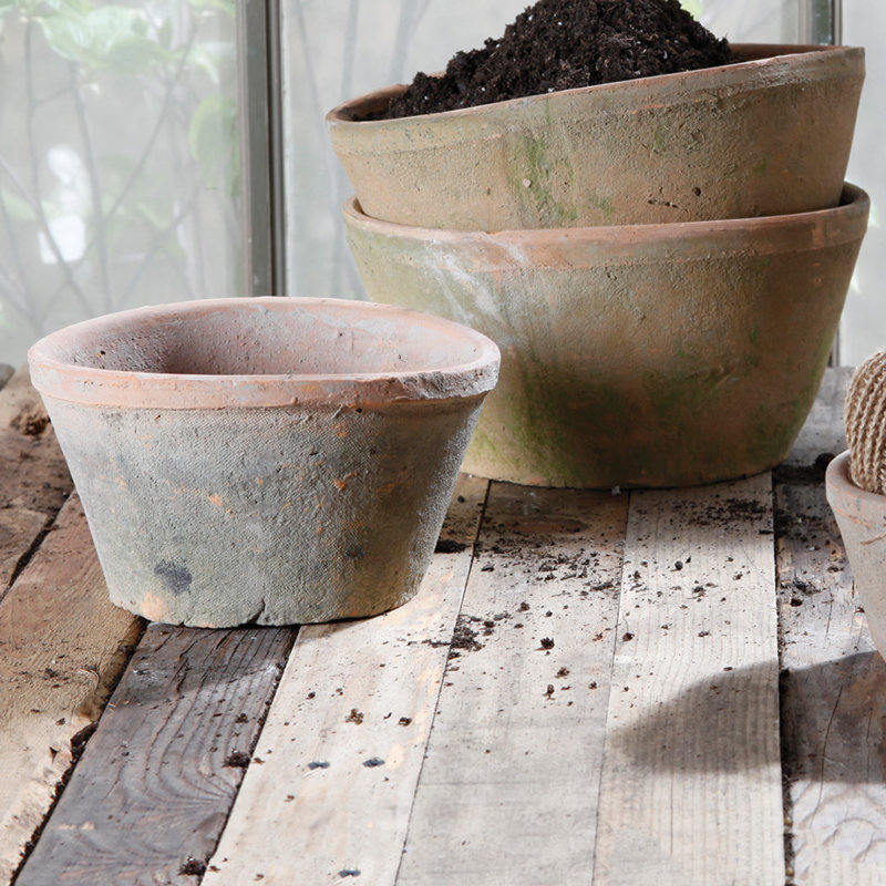 Almada Rustic Terracotta Oval Pot Planter, 4" H x 6" W x 8" D