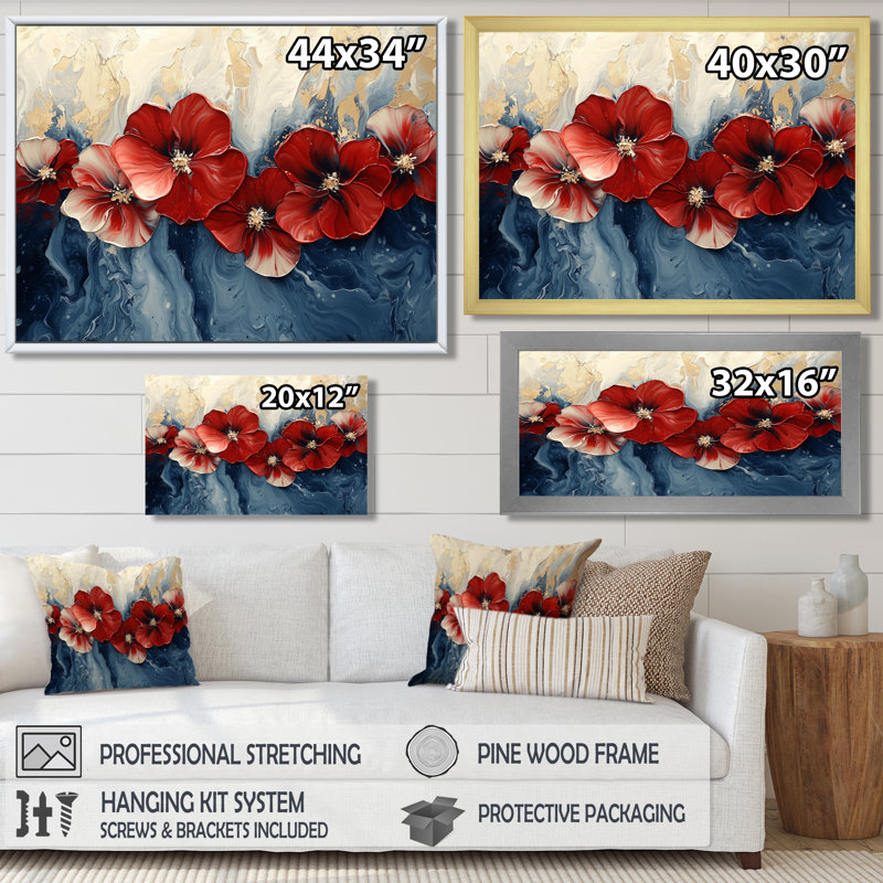 Isadora Sunset Waves Of Winter Poppies Field - coquelicots, art mural, Reproduction encadrée d'une seule photo, Blanc