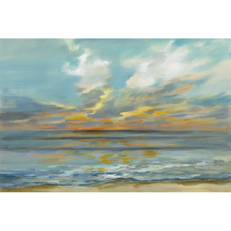 " Rhythmic Sunset Waves " by Silvia Vassileva Painting Print, 20" H x 30" W