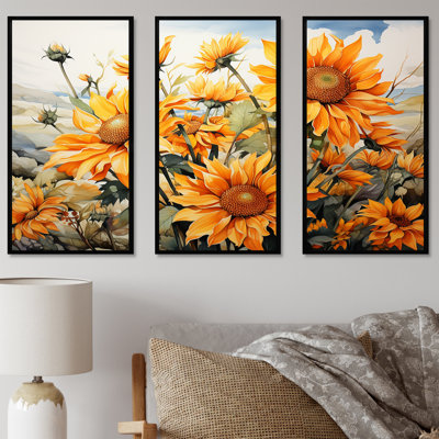 Sunflowers Minimalisme Dream I - Ensemble de décoration murale tournesols