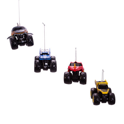 Kurt Adler 2.25-Inch Monster Jam 4-Piece Ornament Set