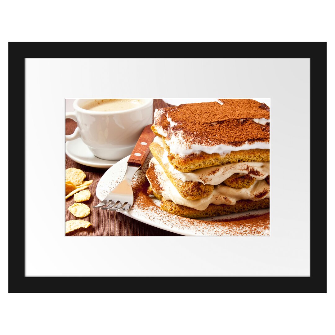 Gerahmtes Poster Leckeres Dessert mit Kaffee