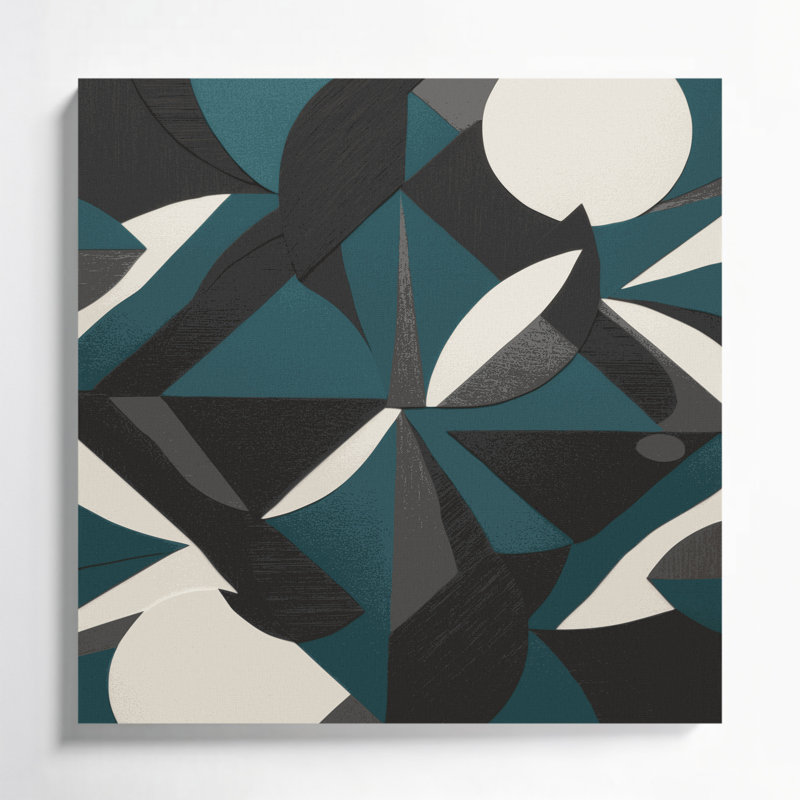 Art abstrait sur toile abstraite, formes 90, H 12 po x l 12 po