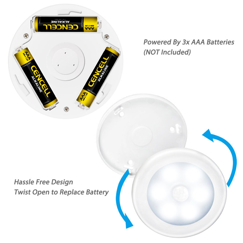 LED Motion Sensor Lights - Cordless Battery Powered Built-in Magnets Optional Sticky Pads - Motion Sensing Bathroom Hallway Closet Nightlight