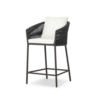 Tabouret de patio en teck avec coussin