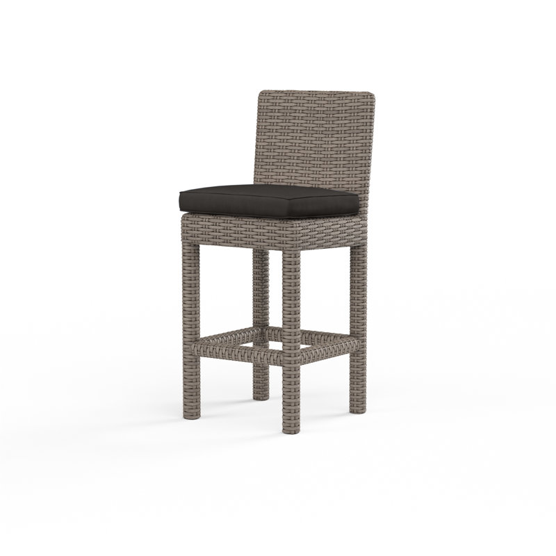 Tabouret avec coussin Nassau, Marron foncé, Tabouret de comptoir (siège d'une hauteur de 26 p, Spectre carbone Sunbrella®