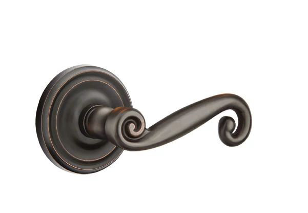 Mortaise intérieure Emtek avec rosette régulière et levier rustique, Bronze frotté à l'huile, Gauche