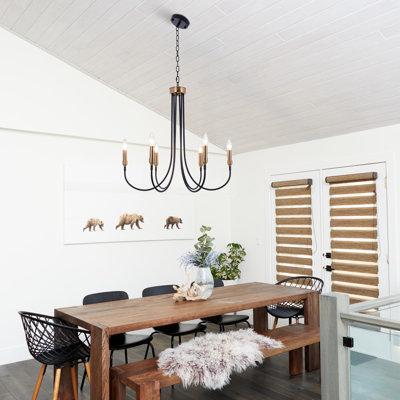 6 - Light Dimmable Black Candle Chandelier