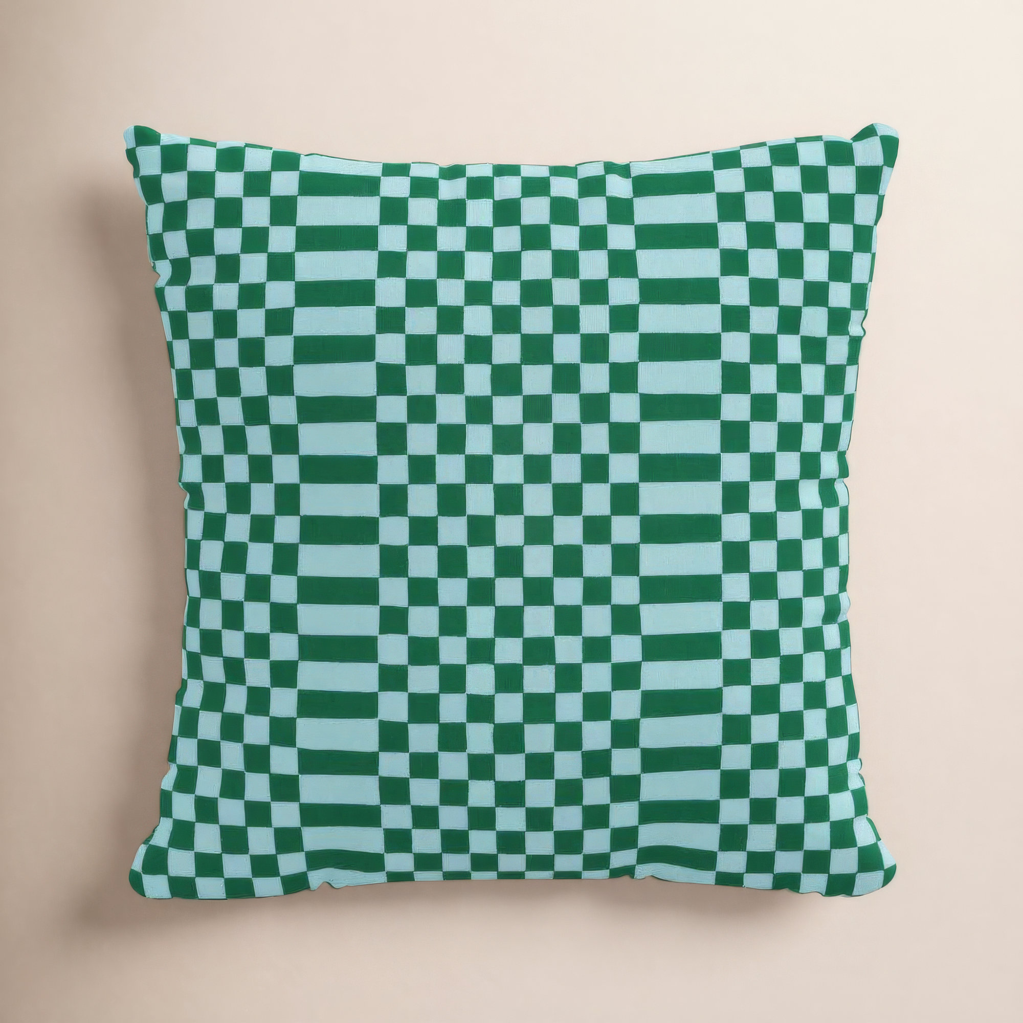 Delma Checkered Indoor/Outdoor Throw Pillow, 22" x 22", Green