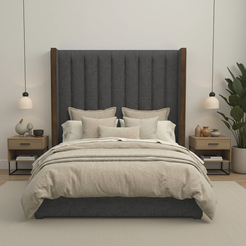 Lit tapissier standard à profil bas Dipson, Revolution® gris anthracite, Très grand (haut)