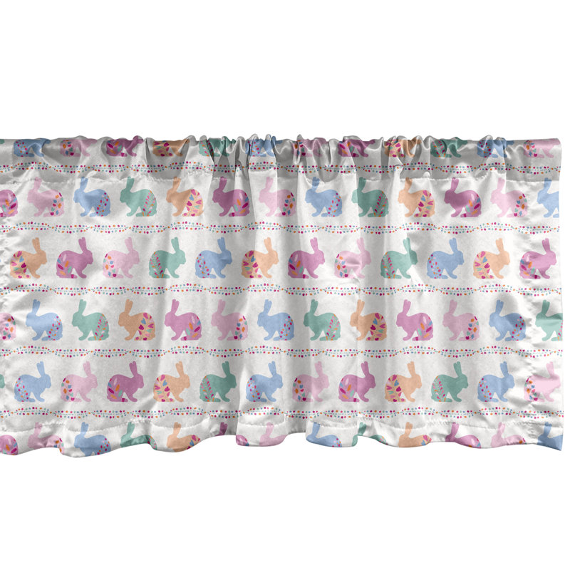 Cantonnière Ambesonne Paquet de 2 lapins horizontaux motif blanc multicolore, L 54 po x L 12 po
