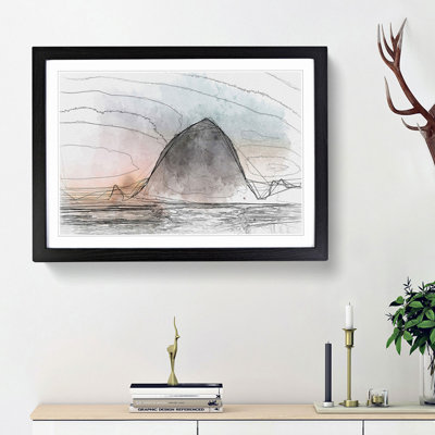 Birds Flying over the Beach in Abstract - Picture Frame Graphic Art Print