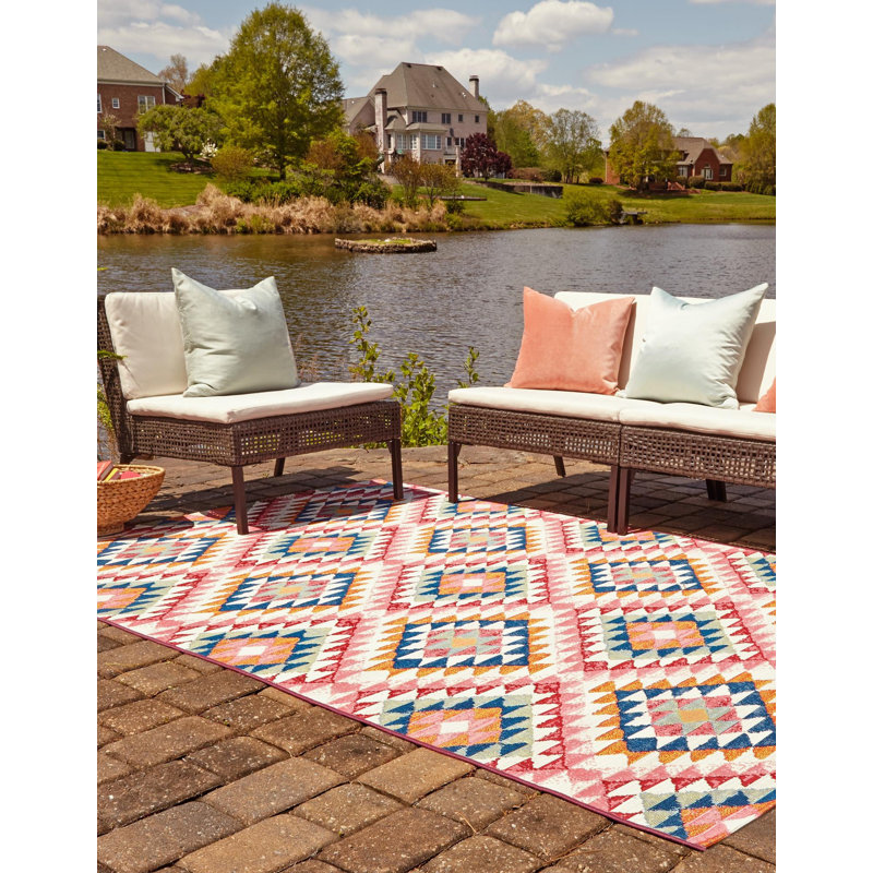 Tapis d'extérieur Concord couleur pêche, Rectangle 10 pi x 12 pi