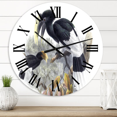Illustration d'oiseau rétro I - horloge murale traditionnelle