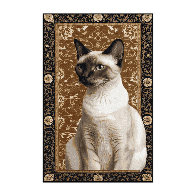 Washable Oriental Shorthair Cats Area Rug, Runner 2' x 5'