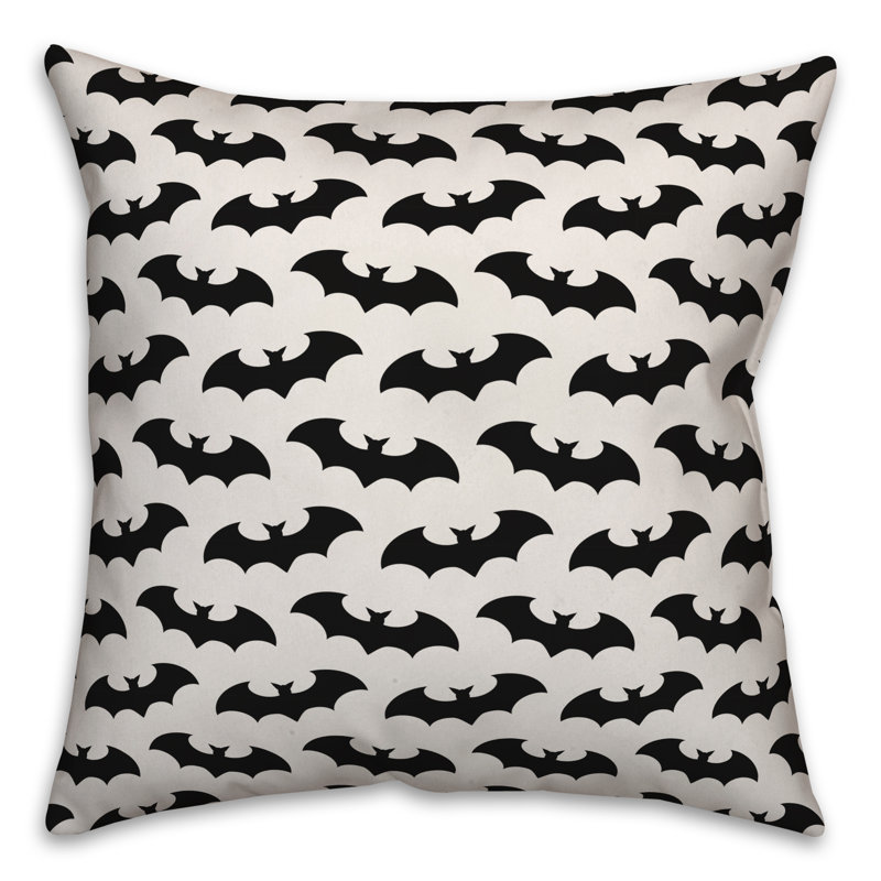  Housse de coussin Bat, 18 po x 18 po, Blanc, Polyester/ Bourre en polyester