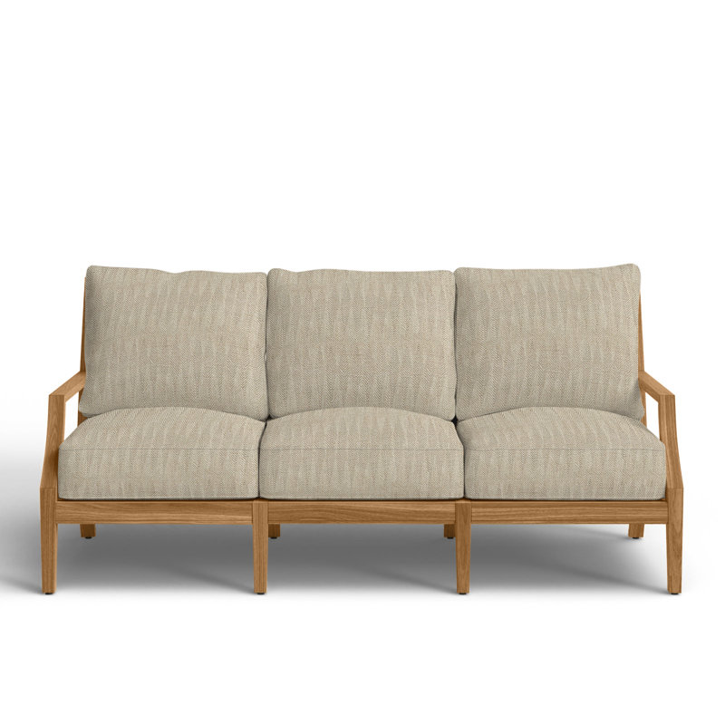 Haley Teak Sofa - Natural Teak, Natural Teak, No welt + Standard fill, Herringbone Sand