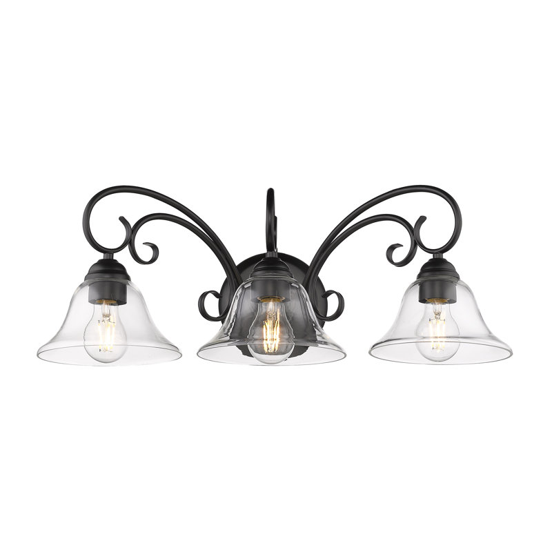 Karcher 3 - Light Dimmable Vanity Light, 3 Lights, Matte Black, Clear Glass