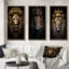 3 pièces sur toile - Roi lion majestueux avec couronne dorée-295356872-295356873