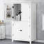Armoire de salle de bain autoportante 4 portes - blanche, tablettes réglables, tablettes intérieures spacieuses-523928103