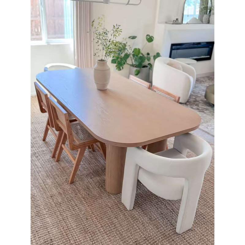 86" Luxe Solid Oak Capsule Dining Table with Pillar Legs, Brown