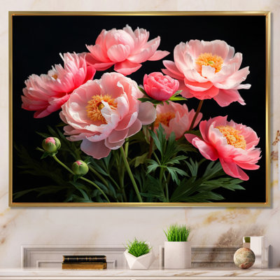 " Pink Black Peonies Bouquet "
