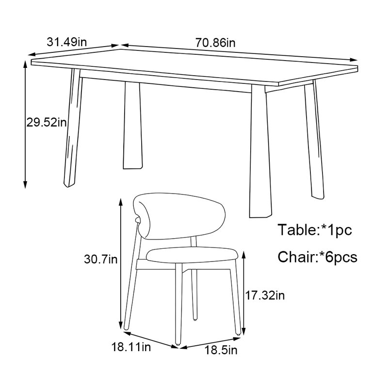 Rectangular home solid wood rock plate table, 29.52"H x 70.86"L x 31.49"W