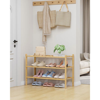 Range-chaussures empilable en bambou avec garde-robe en bois et structure modulaire