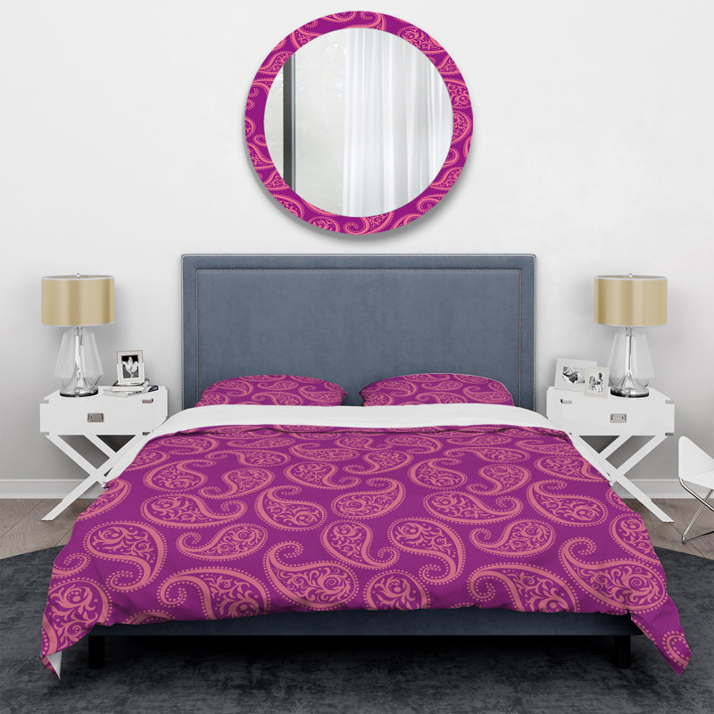 Cachemire rose floral - ensemble de housse de couette abstrait - microfibre de polyester