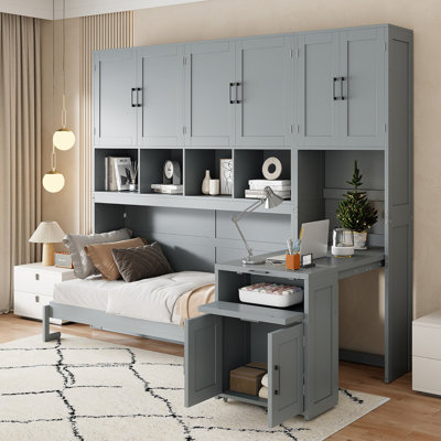 Murphy Bed Wall Bed With Closet , Drawers & Desk