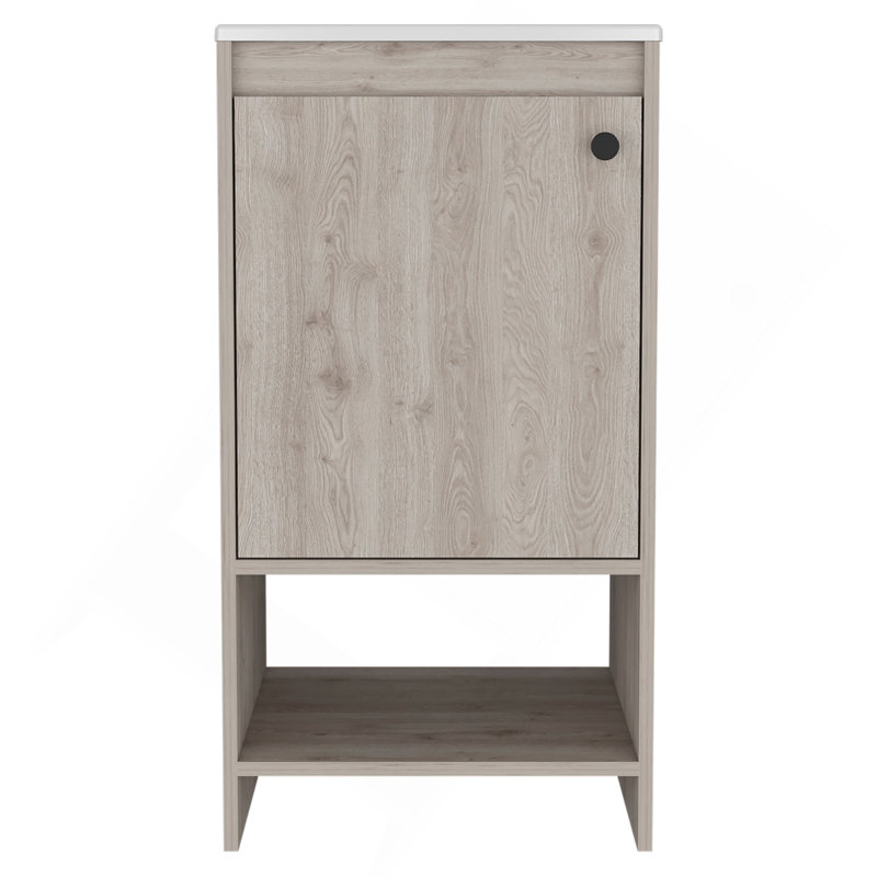 Jane Bathroom Vanity, Single Door Cabinet, Two Shelves -Light Gray